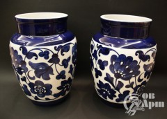 Парные вазы "Синий орнамент"